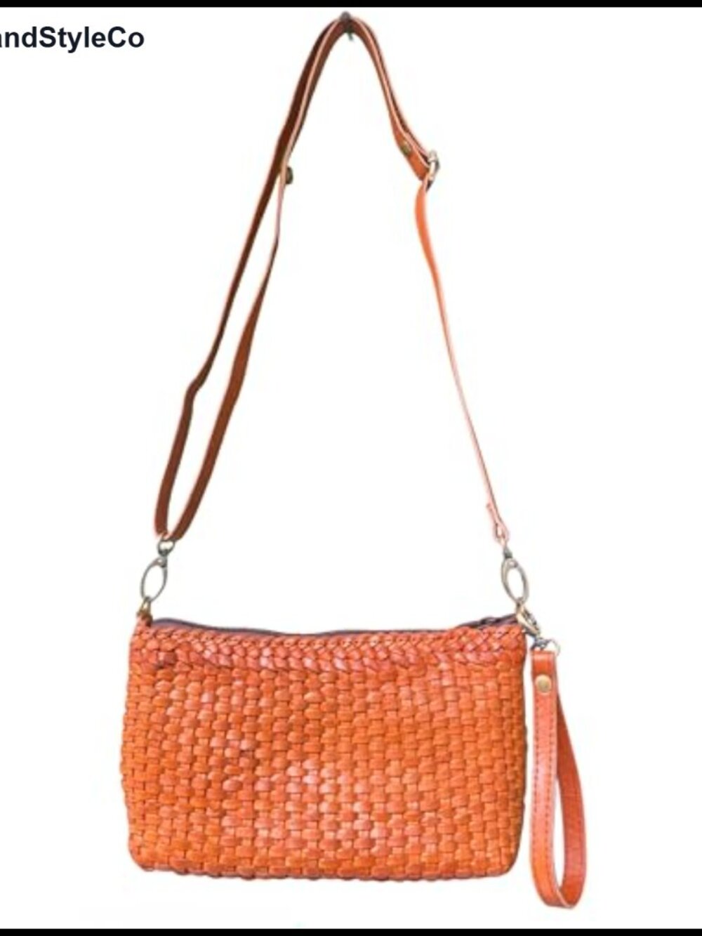 Genuine Leather Woven Crossbody Bag Handmade Cowhide